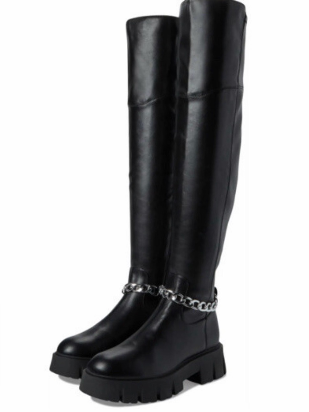 G by Guess Black Chunky Sole Boots with Chain Detail